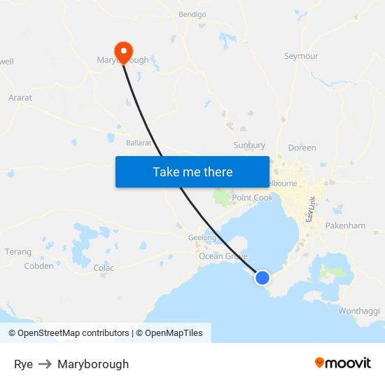 Rye to Maryborough map