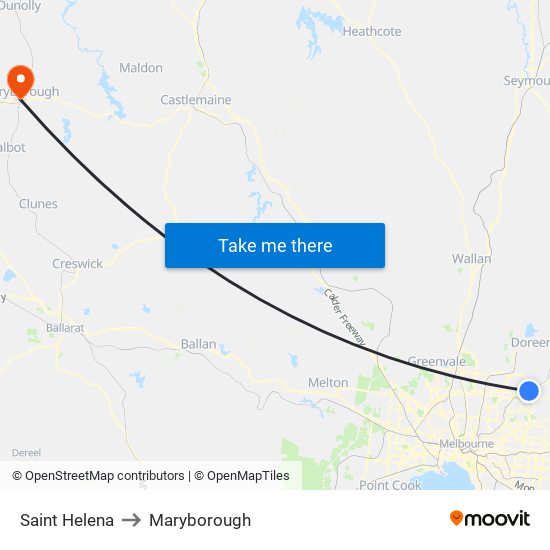 Saint Helena to Maryborough map