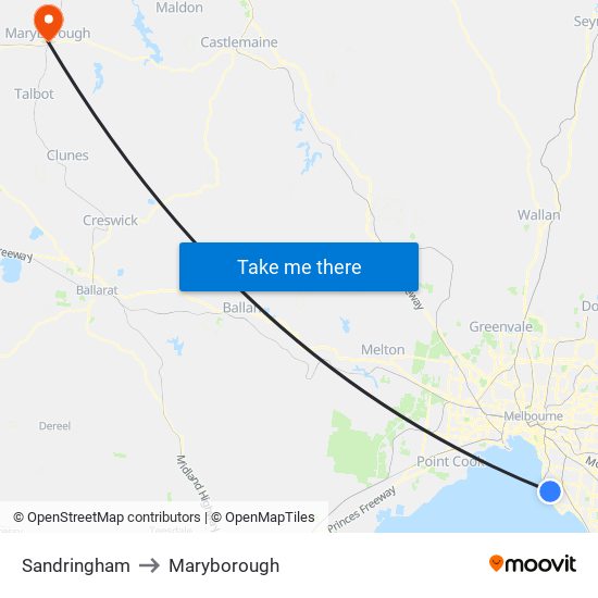 Sandringham to Maryborough map