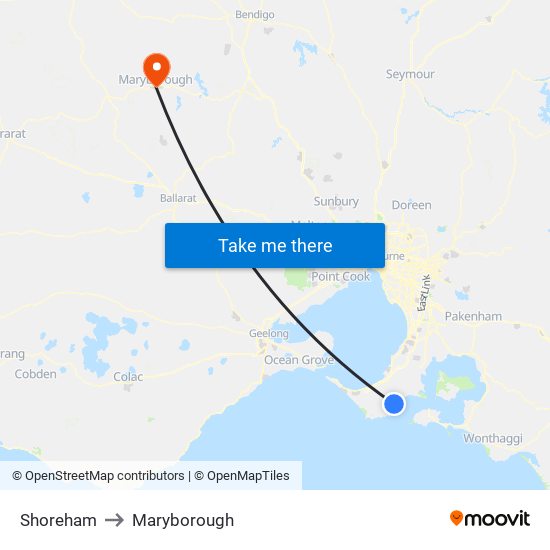 Shoreham to Maryborough map