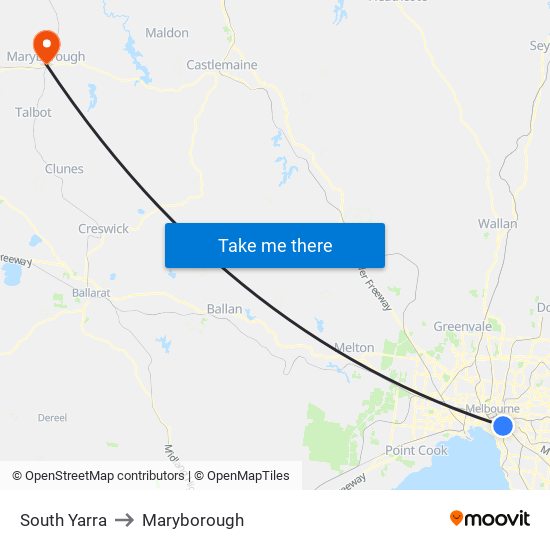 South Yarra to Maryborough map