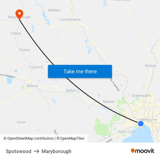 Spotswood to Maryborough map