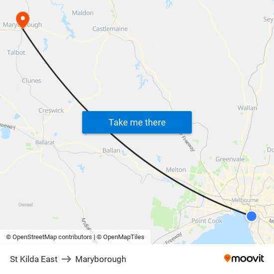 St Kilda East to Maryborough map