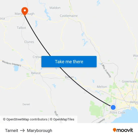 Tarneit to Maryborough map