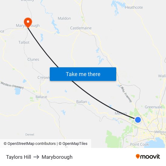 Taylors Hill to Maryborough map