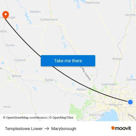 Templestowe Lower to Maryborough map