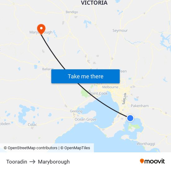 Tooradin to Maryborough map