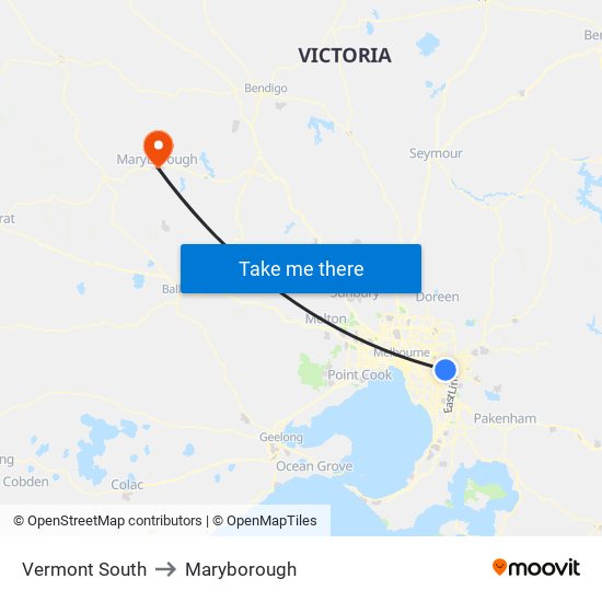 Vermont South to Maryborough map