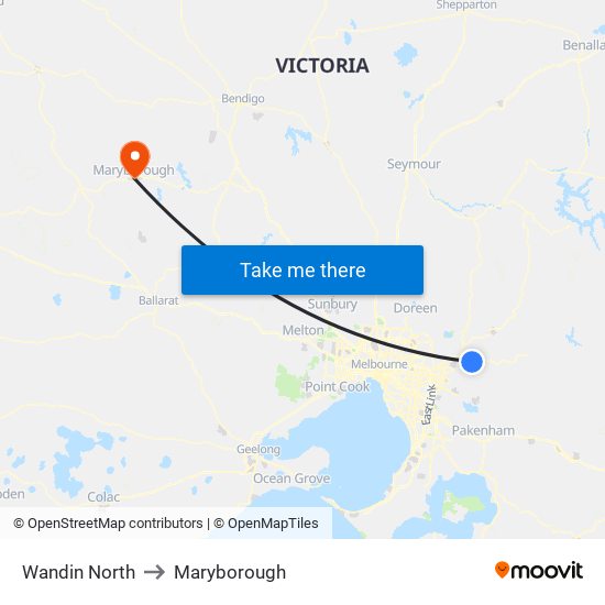 Wandin North to Maryborough map