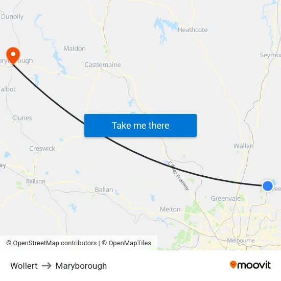 Wollert to Maryborough map