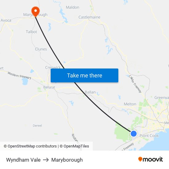 Wyndham Vale to Maryborough map