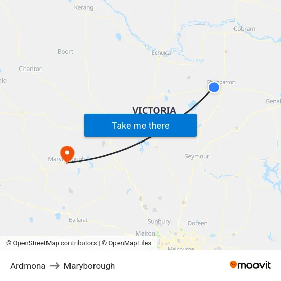 Ardmona to Maryborough map