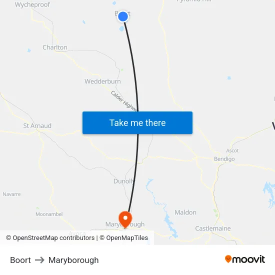 Boort to Maryborough map