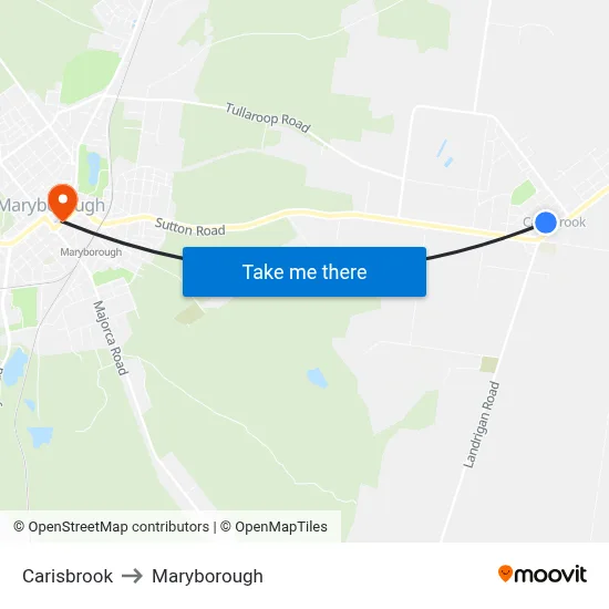 Carisbrook to Maryborough map