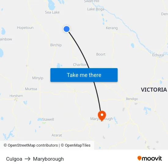 Culgoa to Maryborough map