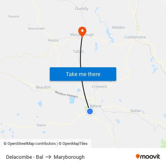 Delacombe - Bal to Maryborough map