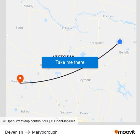 Devenish to Maryborough map