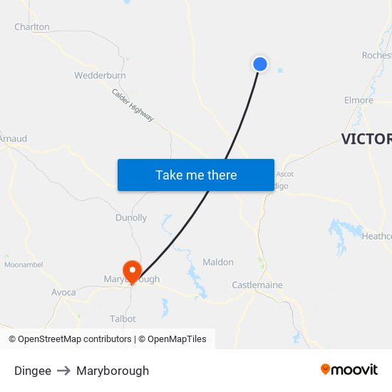 Dingee to Maryborough map