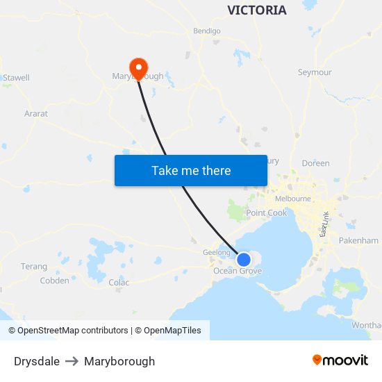 Drysdale to Maryborough map