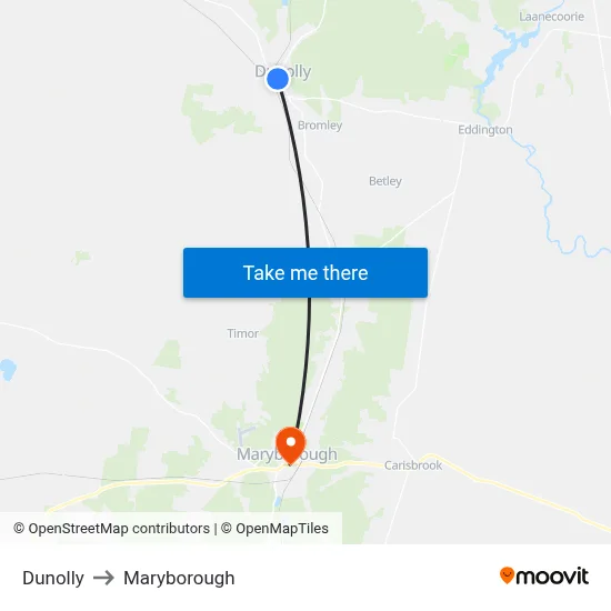 Dunolly to Maryborough map