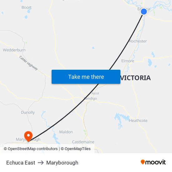 Echuca East to Maryborough map