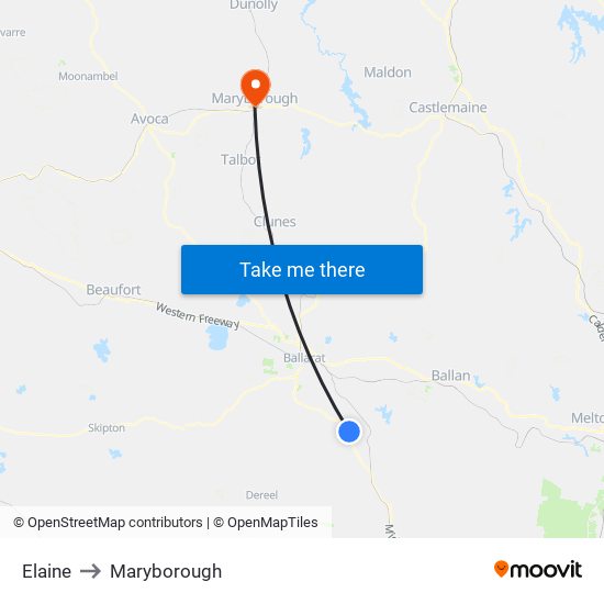 Elaine to Maryborough map