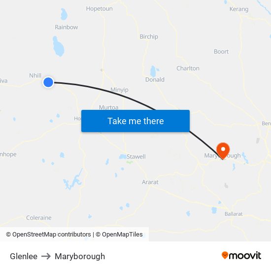 Glenlee to Maryborough map