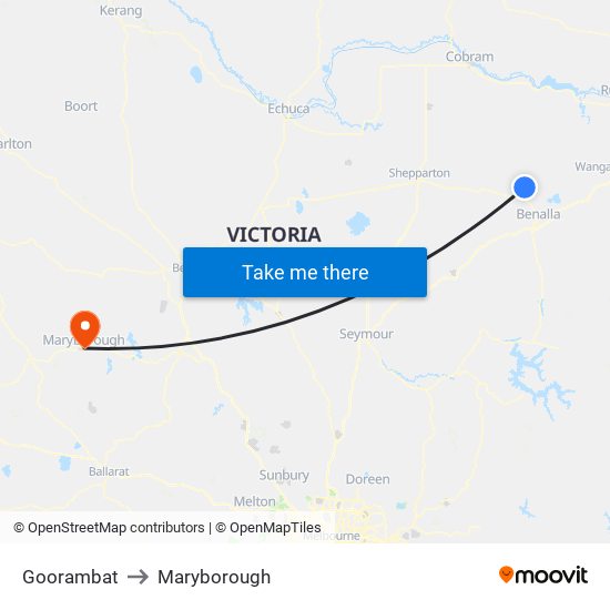 Goorambat to Maryborough map