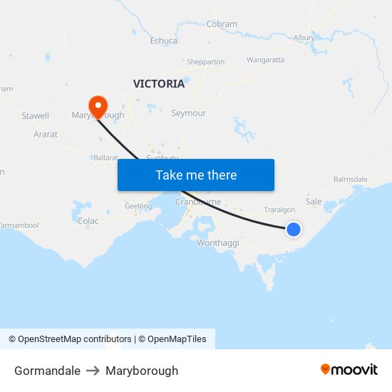 Gormandale to Maryborough map