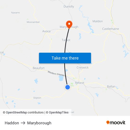 Haddon to Maryborough map