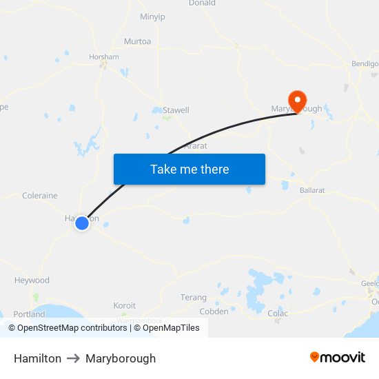 Hamilton to Maryborough map
