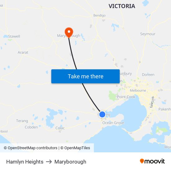 Hamlyn Heights to Maryborough map