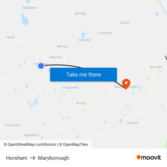 Horsham to Maryborough map