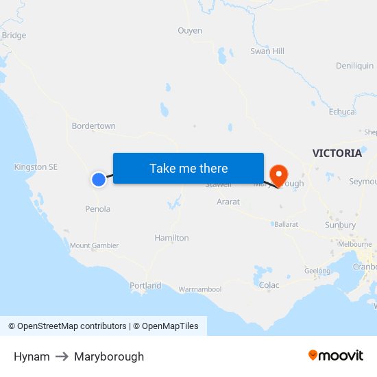 Hynam to Maryborough map