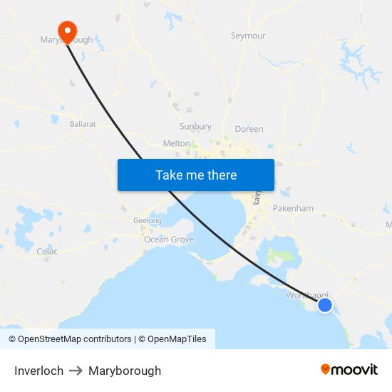 Inverloch to Maryborough map