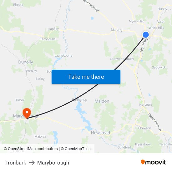 Ironbark to Maryborough map