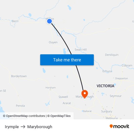 Irymple to Maryborough map