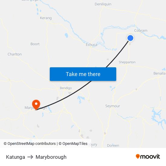 Katunga to Maryborough map