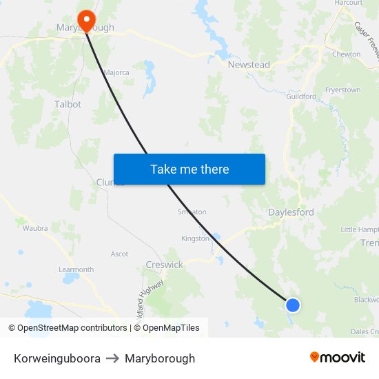 Korweinguboora to Maryborough map