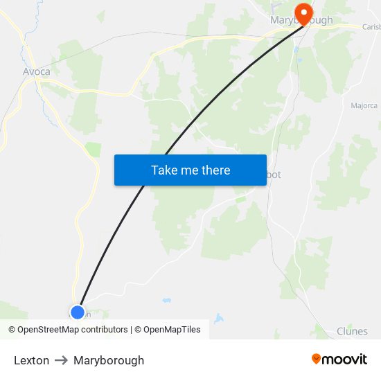 Lexton to Maryborough map