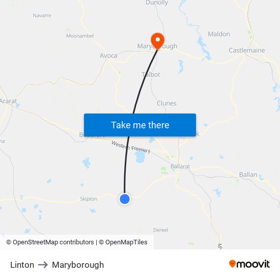 Linton to Maryborough map