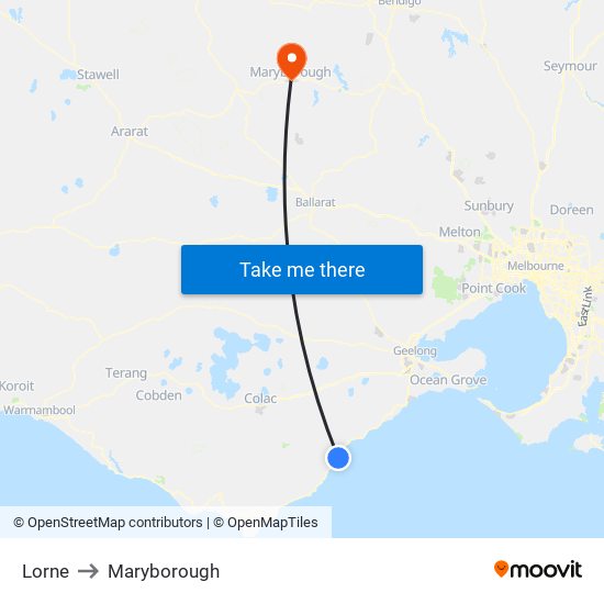 Lorne to Maryborough map