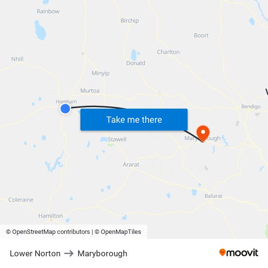Lower Norton to Maryborough map