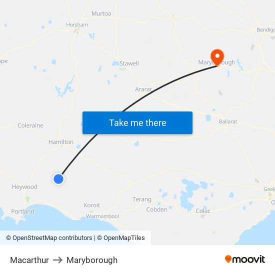 Macarthur to Maryborough map