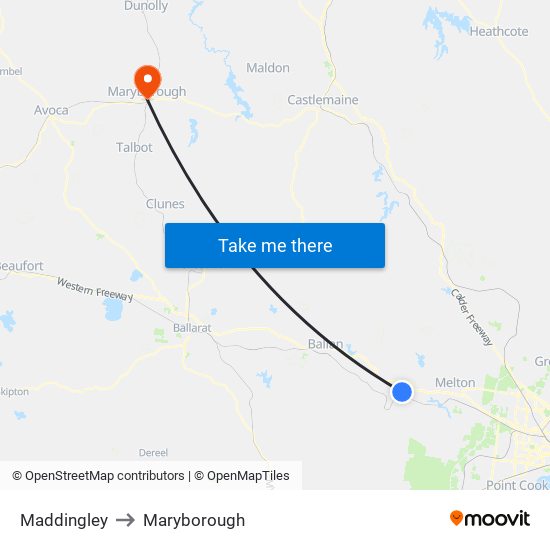 Maddingley to Maryborough map