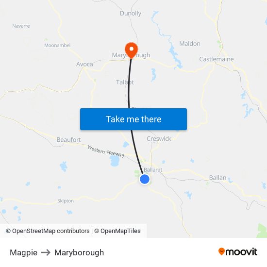 Magpie to Maryborough map