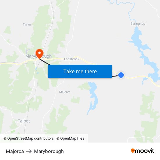 Majorca to Maryborough map