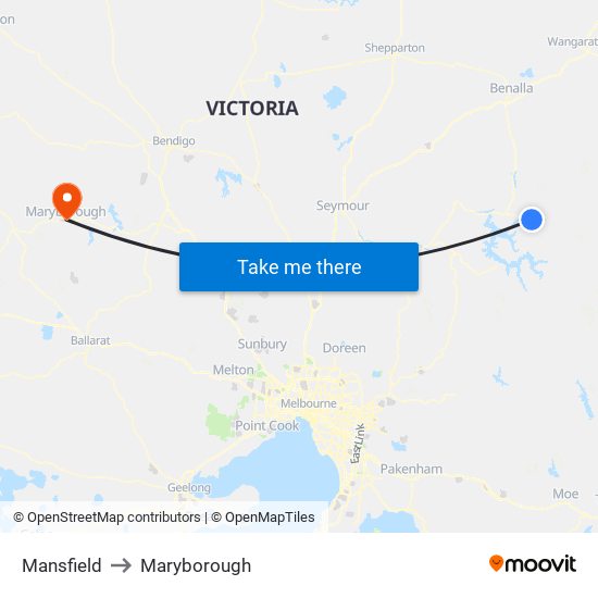 Mansfield to Maryborough map