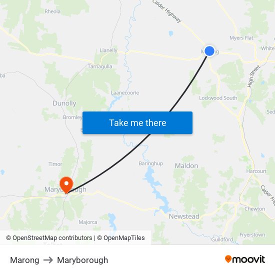 Marong to Maryborough map