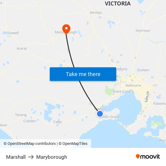 Marshall to Maryborough map